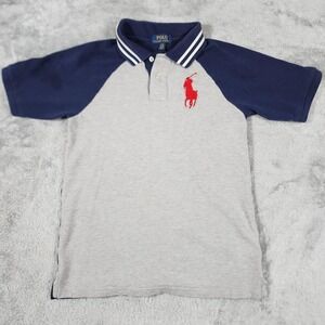 Polo Ralph Lauren Polo Shirt‎ Youth Large 14-16 Navy Gray Big Pony Athletics